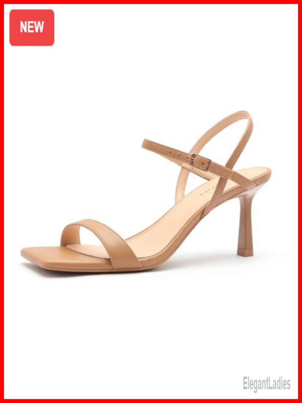 Square Toe Strappy Ankle Strap Kitten Heel Sandals for Weddings